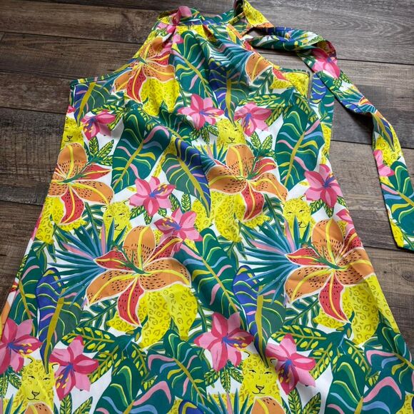 SHEIN XSmall Floral Vacation High Neck Pink Yellow Blue Women's Multi Dress - Picture 1 of 3